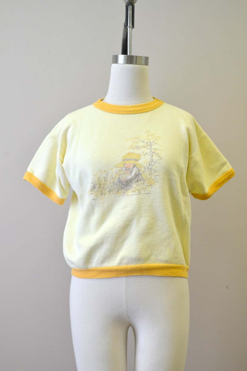 1980s Holly Hobbie Yellow Short Sleeve Sweatshirt