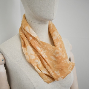 1960s Beige Floral Chiffon Cowl Scarf