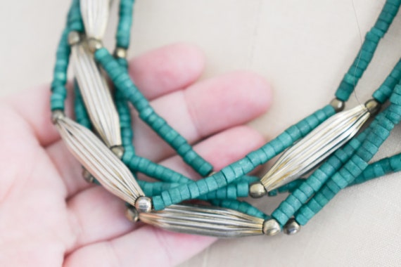 1970s/80s Green Wooden Bead Necklace - image 4