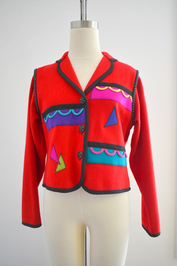 1990s Wool Appliqued Jacket - image 2