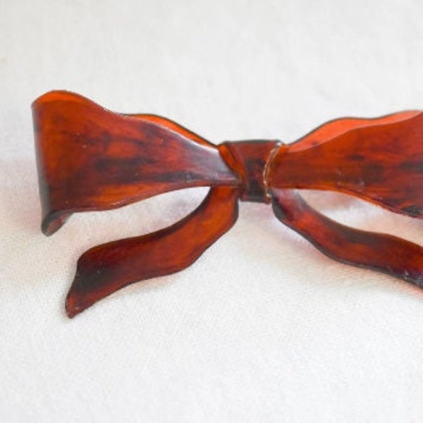 Vintage 1950s Tortoiseshell Plastic Bow Barrette