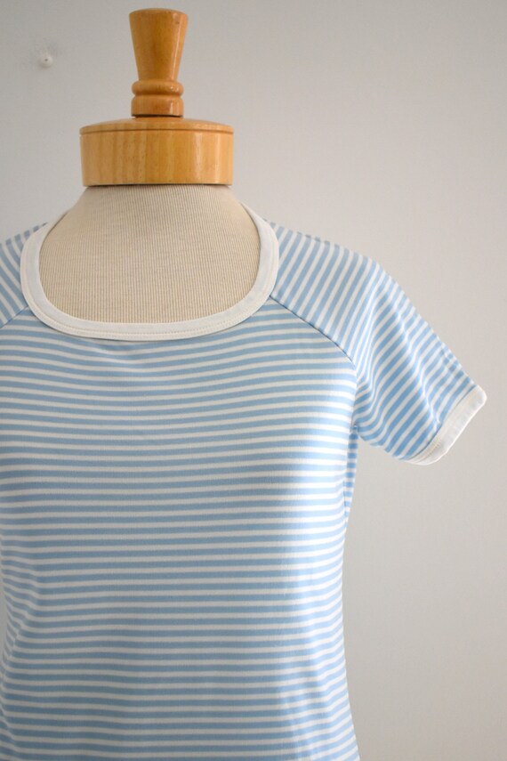 1970s Blue and White Striped Knit Shirt - image 3