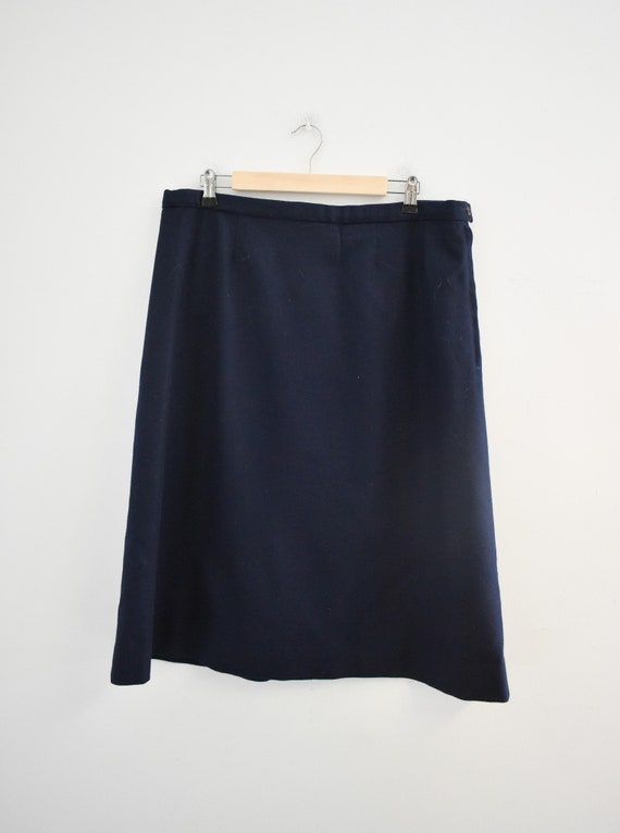 1990s Pendleton Navy Wool Pencil Skirt - image 2