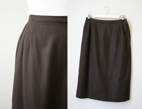 1950s Brown Wool Pencil Skirt