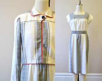 1980s Leslie Fay Striped Dress and Jacket Set