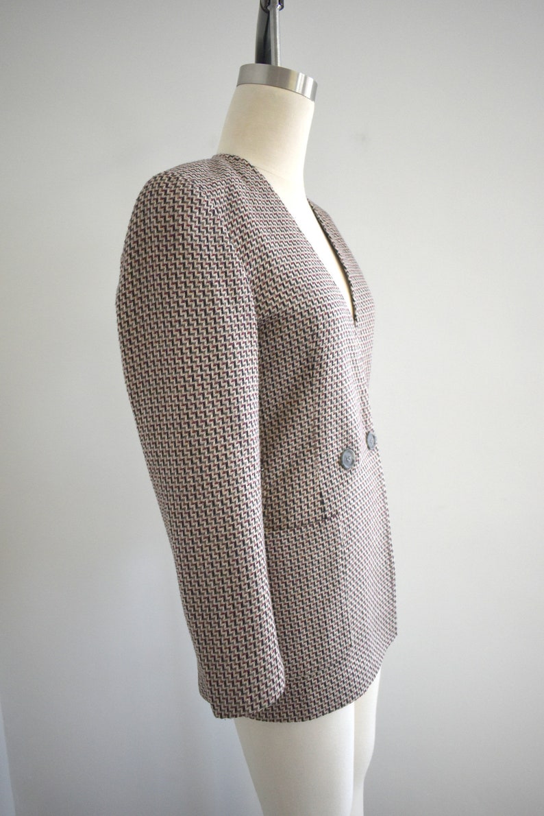 1980s Krizia Wool Blend Chevron Jacket image 4