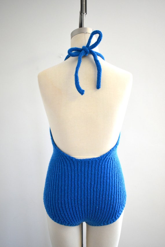 Vintage Blue Sweater Knit Swimsuit - image 5