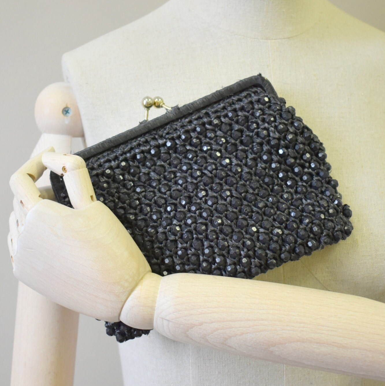 black beaded clutch purse