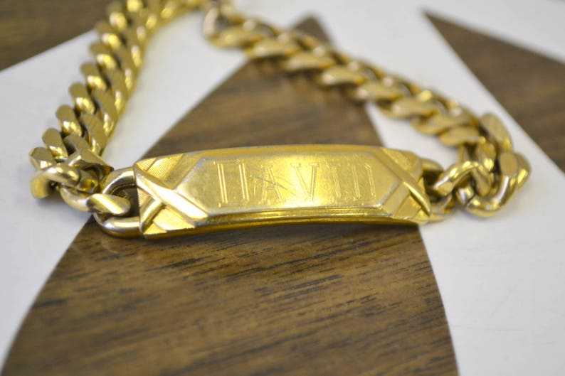 1970s Speidel David Gold Metal ID Bracelet