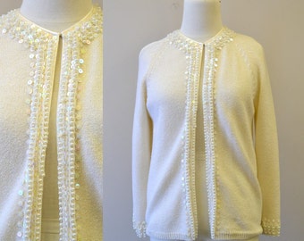 1960s Cyn Les Beaded Cardigan Sweater