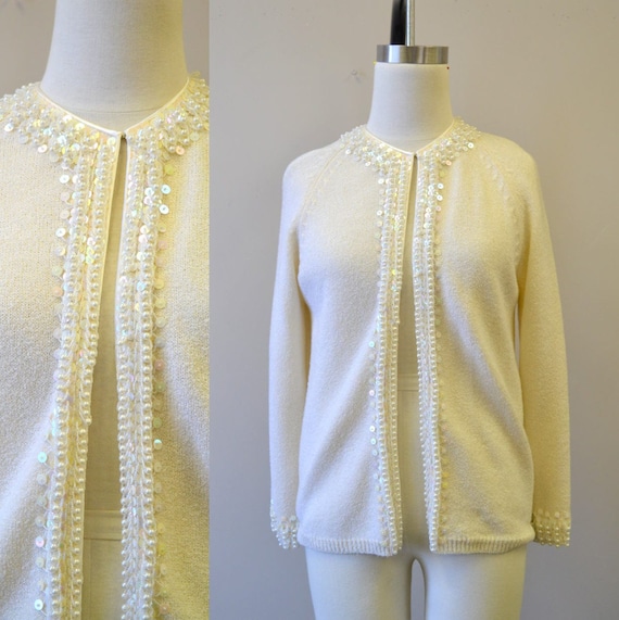 1960s Cyn Les Beaded Cardigan Sweater