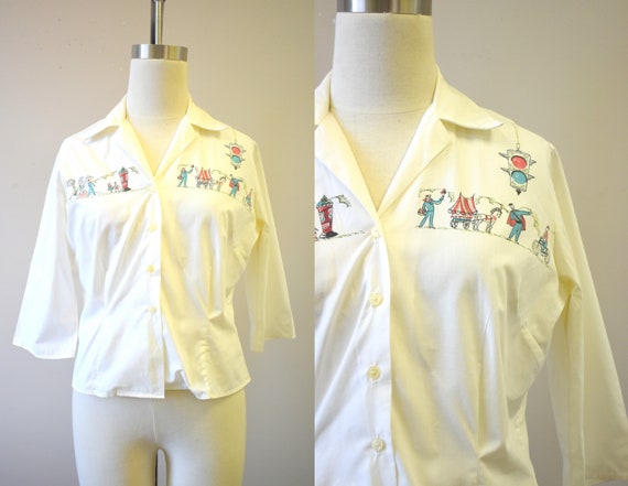 1950s Paris Street Scene Blouse