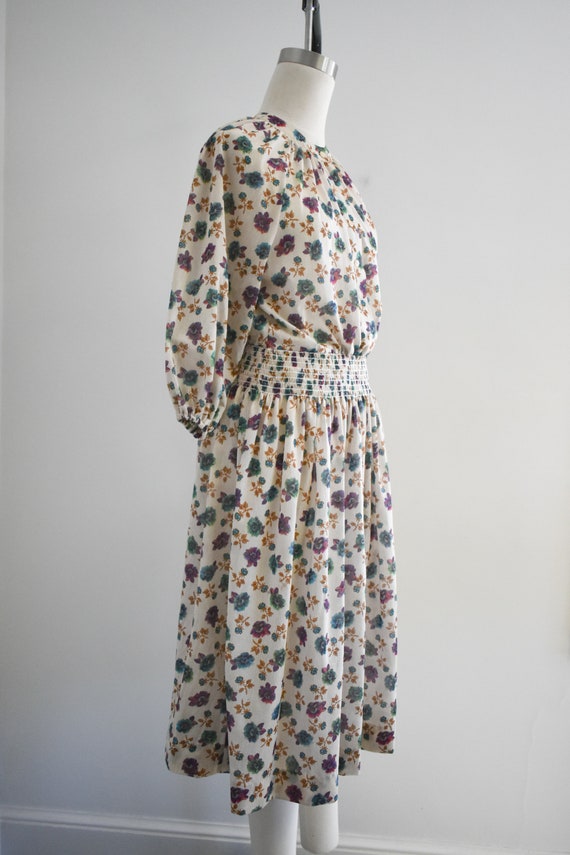 1970s Kay Windsor Sheer Floral Midi Dress - image 4