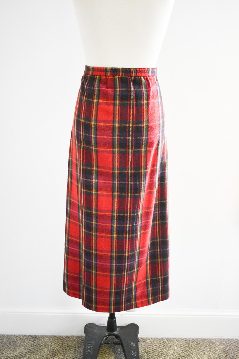 1990s Red Plaid Maxi Skirt image 6