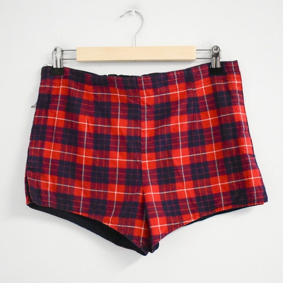 1960s Red Plaid Shorts - image 1