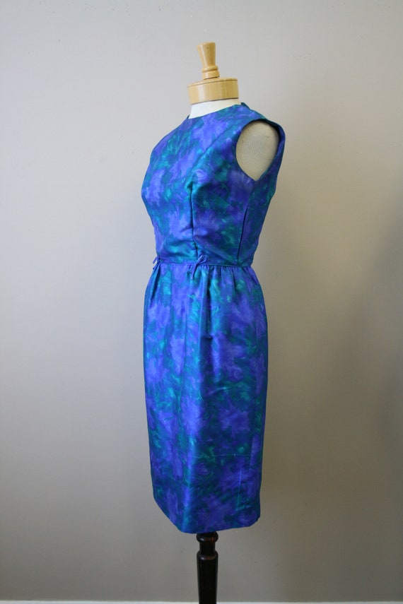 1960s Hayette Blue Silk Sheath Dress - image 4