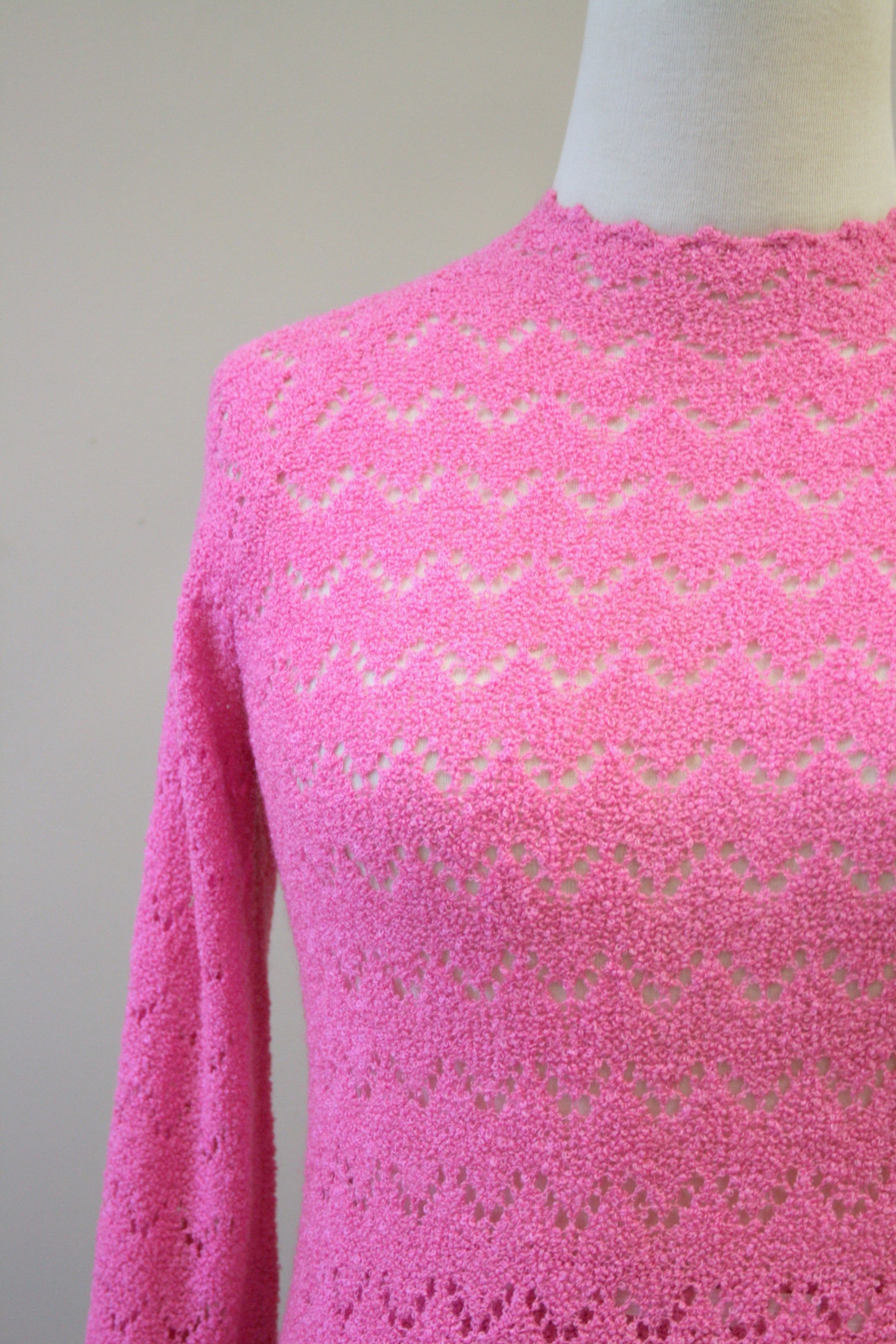 1970s St. John Knits Vivid Pink Sweater and Skirt Set Etsy