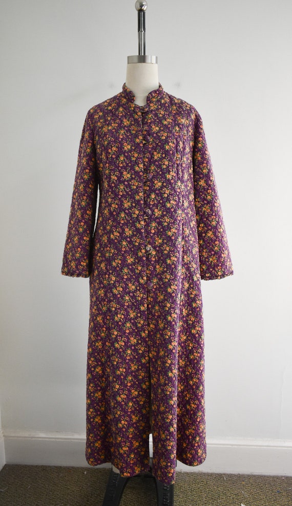 1940s Purple Quilted Cotton Robe - image 3