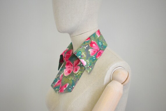 1940s/50s Butterfly Printed Cotton Collar - image 3