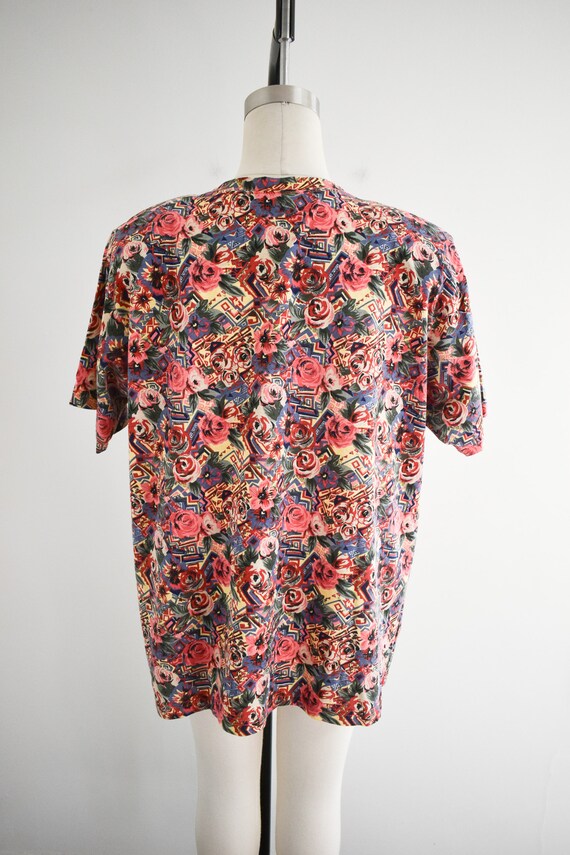 1990s Floral Embellished Oversized T-Shirt - image 5