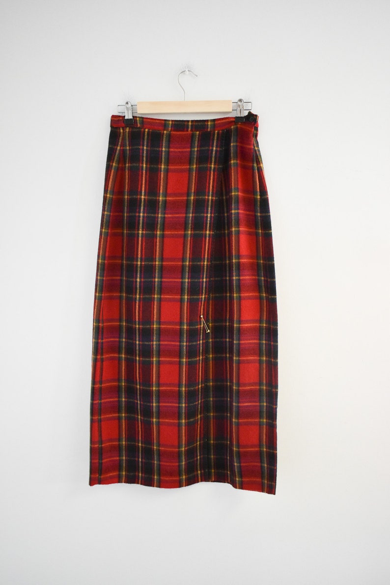 1990s Red Plaid Maxi Skirt image 2