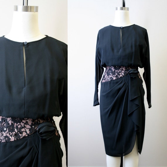 1980s-does-1940s Black Dress
