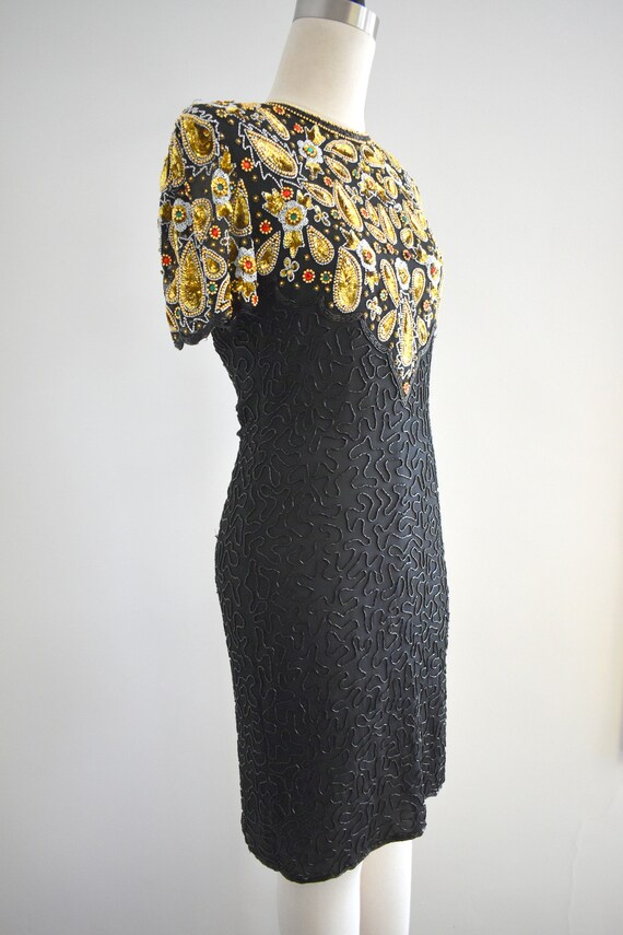1990s Beaded and Sequin Cocktail Dress - image 4