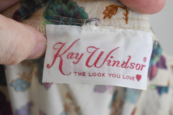 1970s Kay Windsor Sheer Floral Midi Dress - image 8