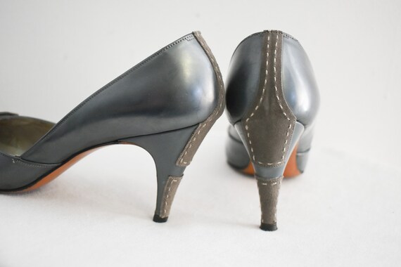 1950s Tura Gino Pewter Leather and Suede Heels, S… - image 6