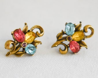 1940s/50s Coro Rhinestone Screw Back Earrings