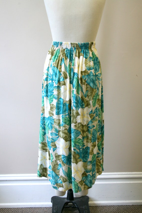 1980s Floral and Cheetah Print Midi Skirt - image 6