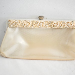 1950s Cream Vinyl and Resin Clutch Purse image 2