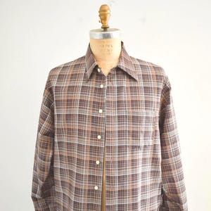 1970s Brown Plaid Shirt