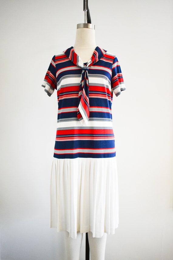 1960s Striped Drop Waist Knit Dress - image 3