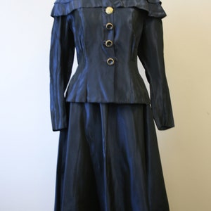 1940s Navy Taffeta Jacket and Skirt Set image 3