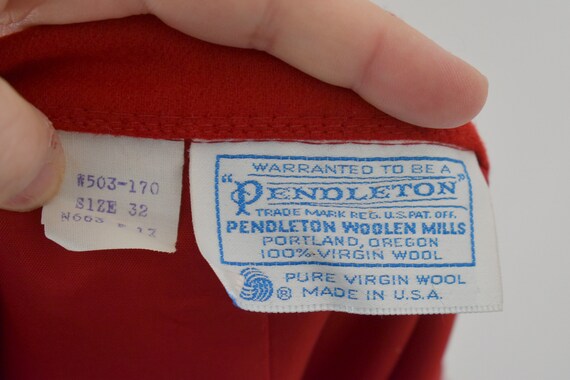 1960s/70s Pendleton Red Wool Pencil Skirt - image 7