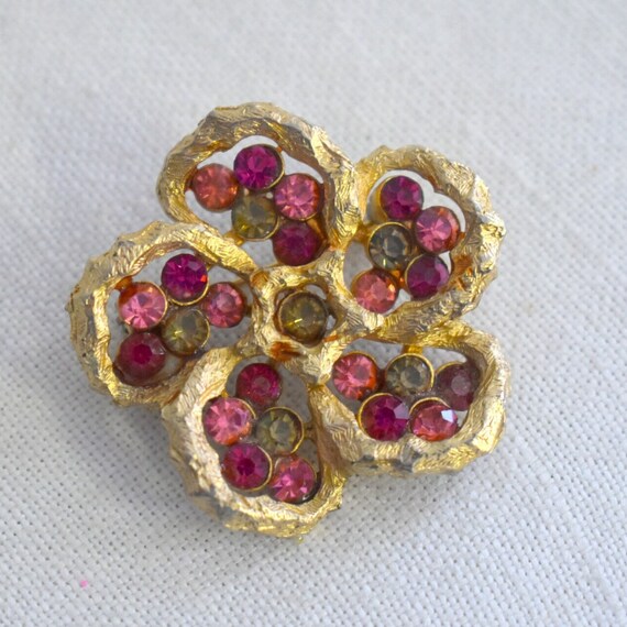 1950s/60s Coro Rhinestone Flower Brooch - image 1