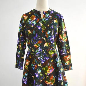 1970s Abstract Print Knit Dress