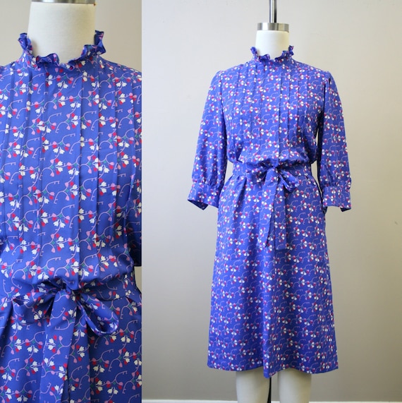 1970s Ciao Ltd. Purple Floral Dress