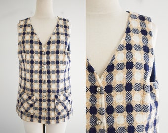 1970s Textured Plaid Vest