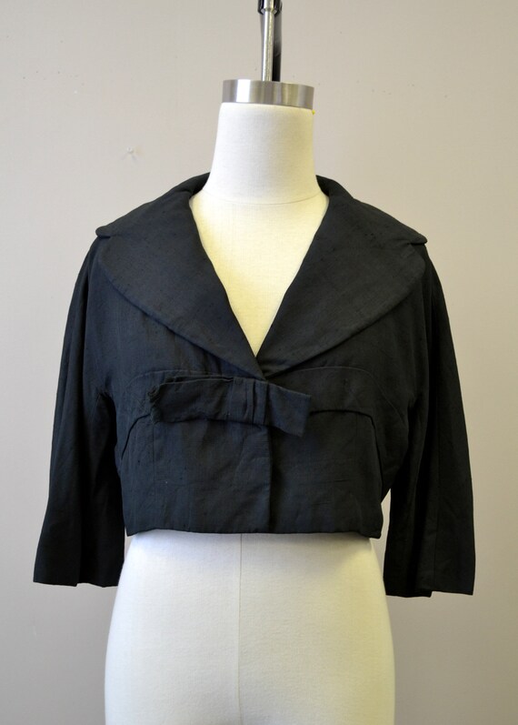 1950s Ben Zuckerman Black Silk Cropped Jacket - image 3