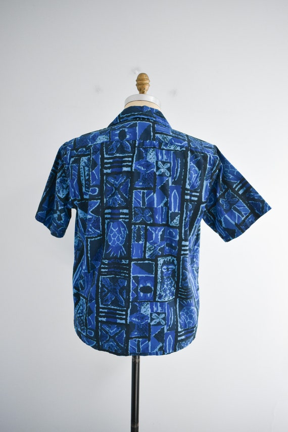 1960s Malia Blue Polynesian Shirt - image 5