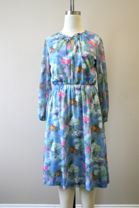 1970s Floral Knit Dress - image 3