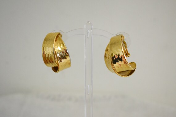 1980s/90s Norma Jean Gold Hoop Clip Earrings - image 4