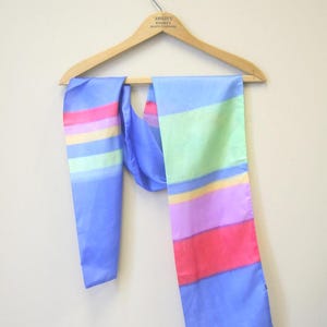 1980s Watercolor Striped Silk Scarf