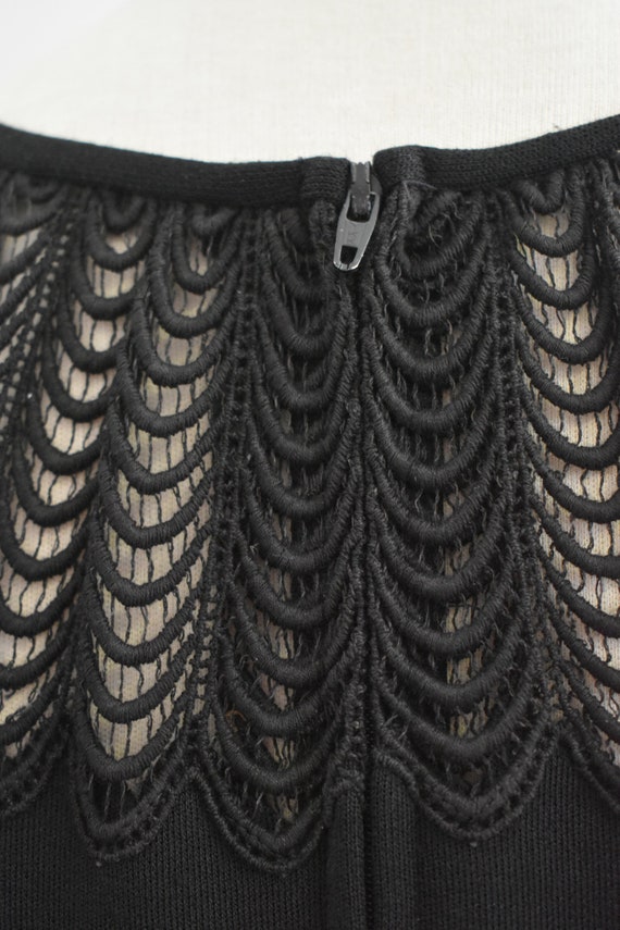 1960s Butte Knits Black Lace Neck Midi Dress - image 7