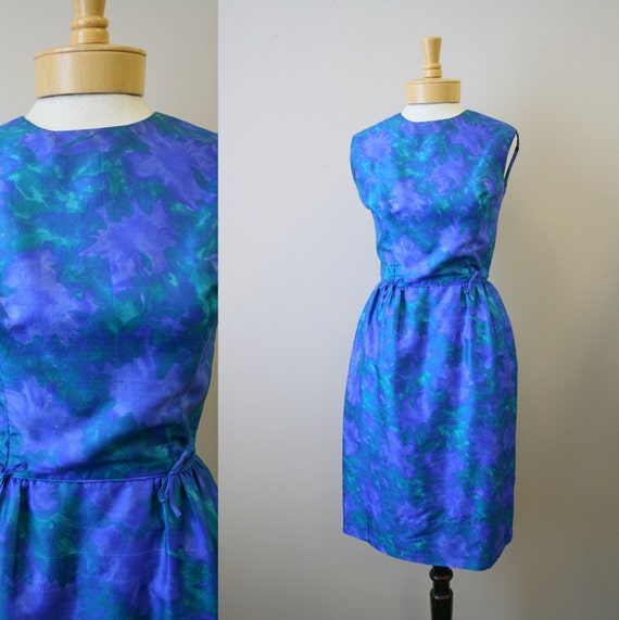 1960s Hayette Blue Silk Sheath Dress - image 1