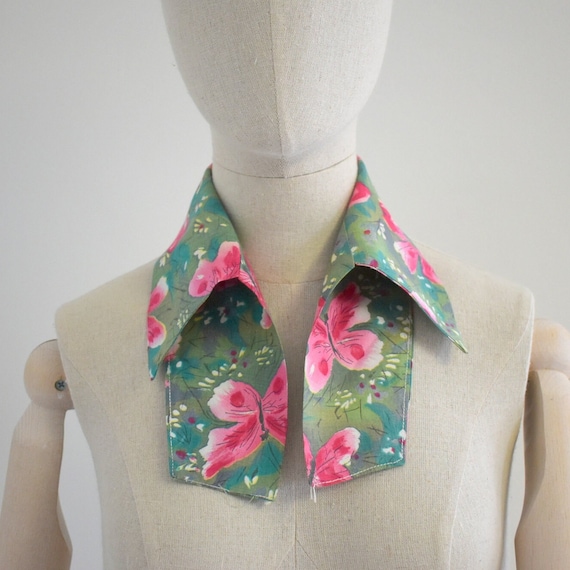 1940s/50s Butterfly Printed Cotton Collar - image 1