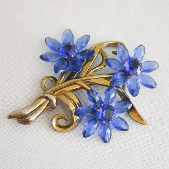 1950s/60s Blue Flower Brooch
