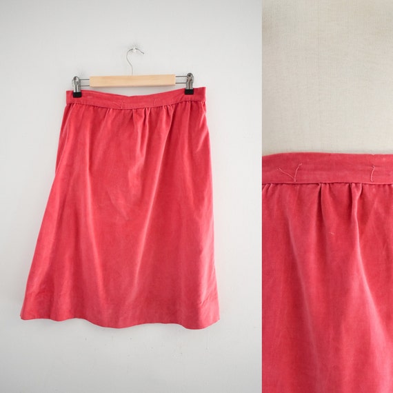 1960s Pink Cotton Velveteen Skirt - image 1